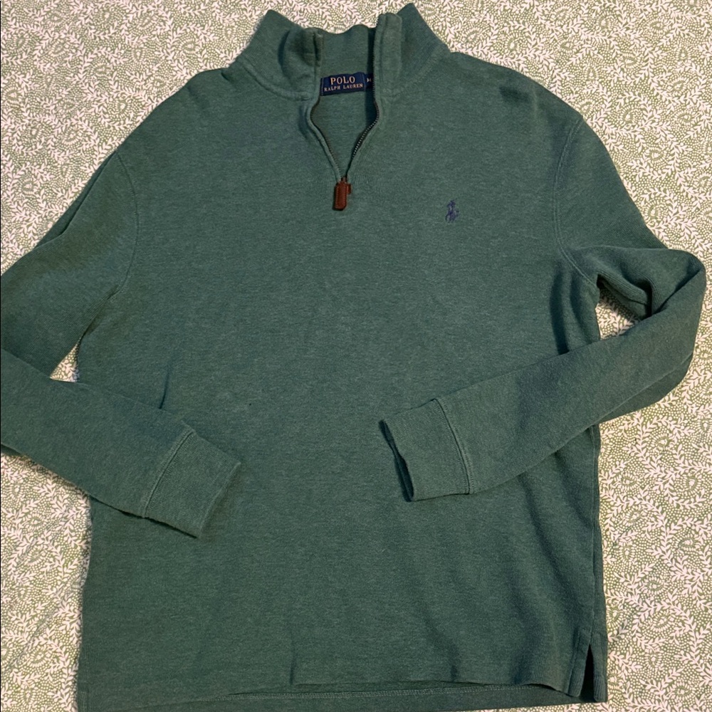 Men’s Polo by Ralph Lauren Forest Green Zip-Up Sweater Size M.